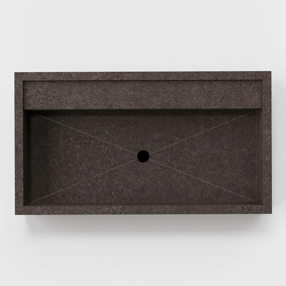 Lavabo à poser rectangulaire en grès cérame Made in Italy - Cervia Viadurini