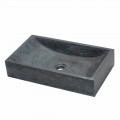 Vasque à poser rectangulaire en pierre naturelle noire Satun