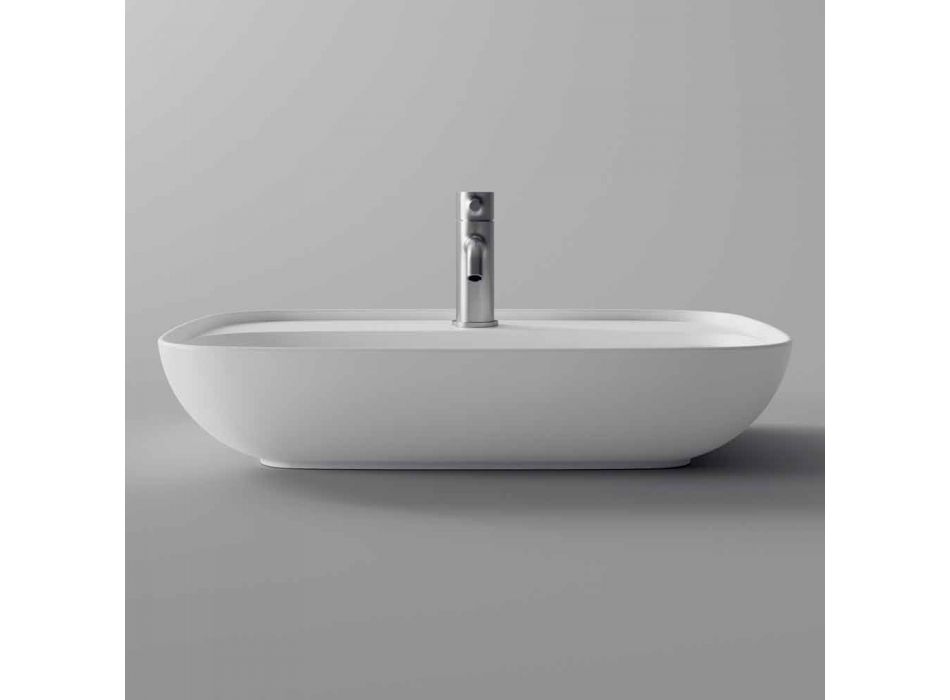 Vasque à poser rectangulaire en céramique Made in Italy - Omarance Viadurini