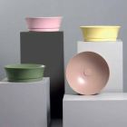 Lavabo rond à poser design en céramique Made in Italy - Zarro Viadurini