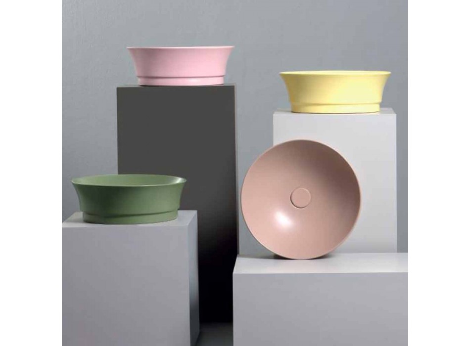 Lavabo rond à poser design en céramique Made in Italy - Zarro Viadurini