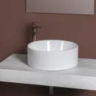 Vasque à poser ronde en céramique blanche au design moderne - Papavero Viadurini