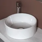 Vasque à poser ronde en céramique blanche au design moderne - Papavero Viadurini