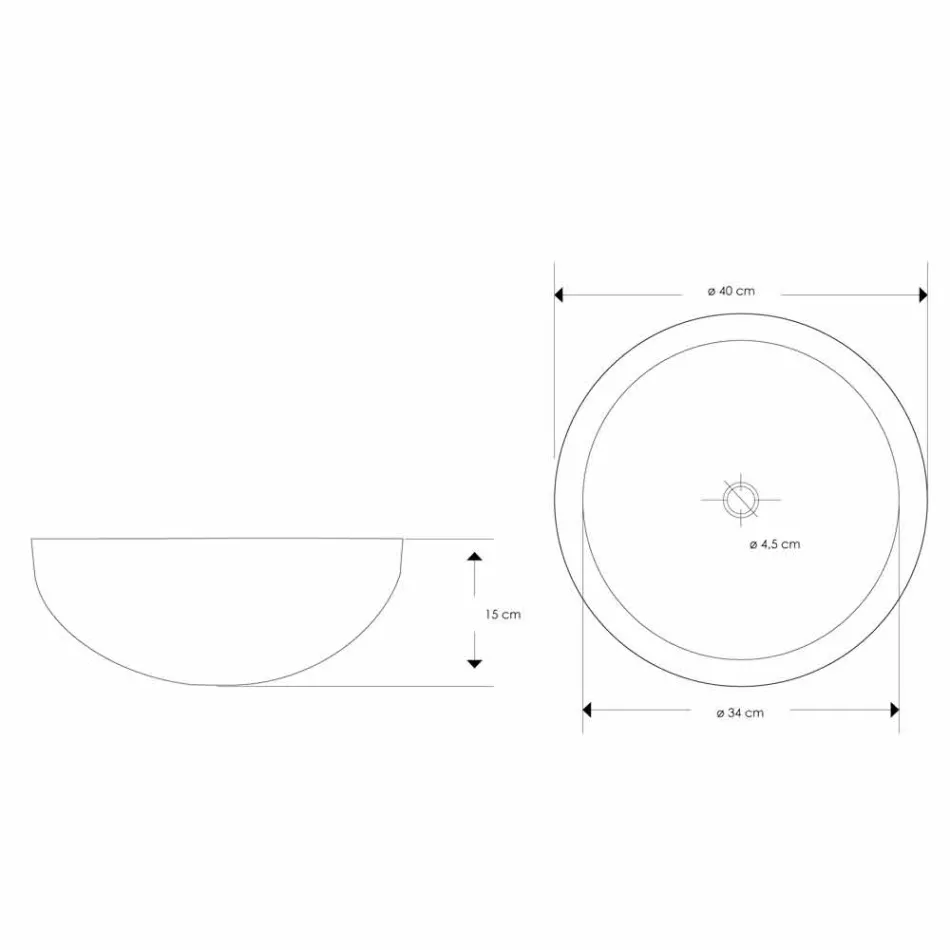 Lavabo à poser rond fait à la main en marbre blanc - Lin Viadurini