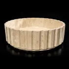 Lavabo à poser rond en marbre travertin - Cattleya Viadurini