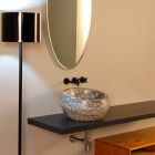 Caiman lavabo rond en céramique fabriqué en Italie Elisa design Viadurini
