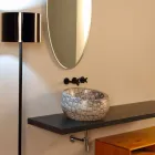 Caiman lavabo rond en céramique fabriqué en Italie Elisa design Viadurini
