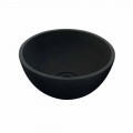 Vasque à poser ronde en pierre naturelle en basalte noir Kali