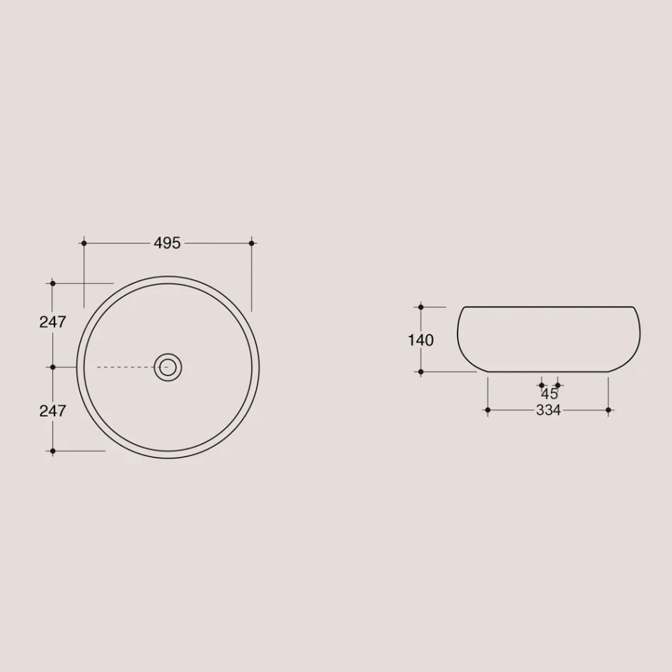 Lavabo à poser rond en céramique brillante Made in Italy - Candito Viadurini