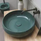 Lavabo à poser rond en céramique brillante Made in Italy - Candito Viadurini