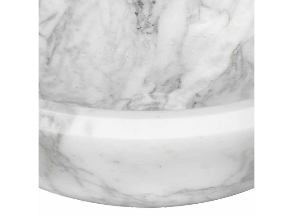 Vasque à poser ronde en marbre blanc de Carrare Made in Italy - Canova Viadurini