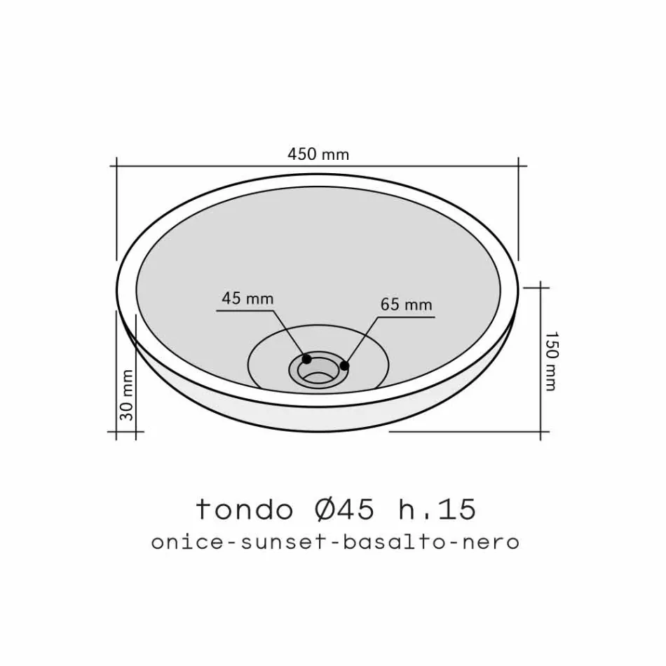 Lavabo à poser rond Giava onyx Viadurini