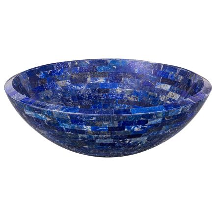 Vasque à poser ronde en pierre Pongo lapis lazuli, pièce unique Viadurini