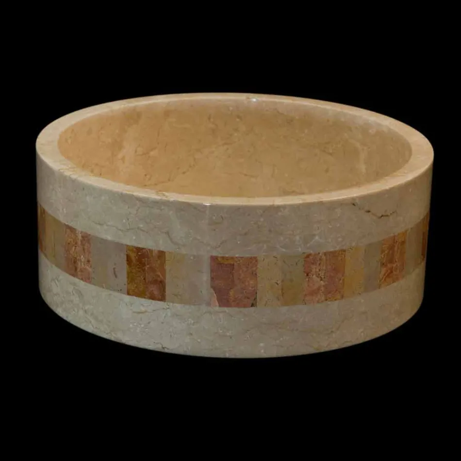 de lavabo rond en pierre naturelle Clio Blanc Viadurini