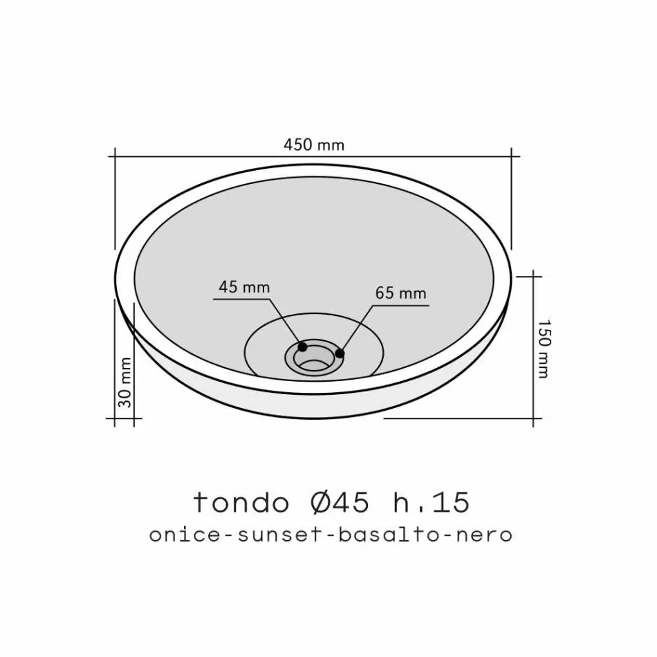 Vasque à poser ronde en pierre naturelle Kari Viadurini