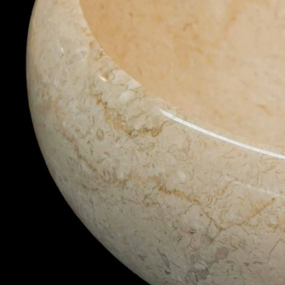 de lavabo rond en pierre naturelle Layla Blanc Viadurini