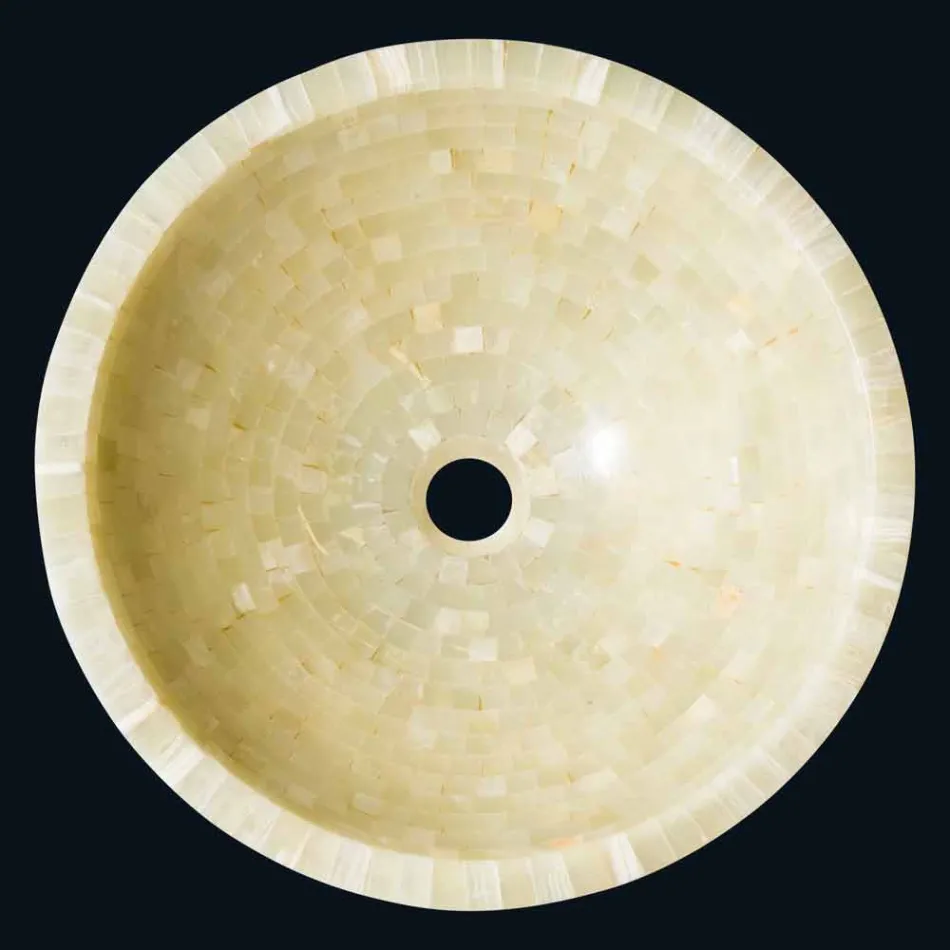 Support rond lavabo dans la pierre d'onyx de miel Kilian Viadurini