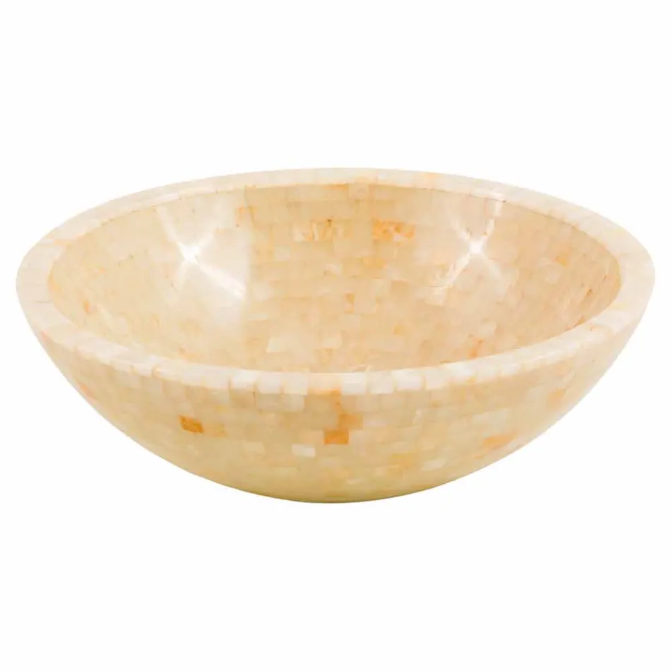 Support rond lavabo dans la pierre d'onyx de miel Kilian Viadurini