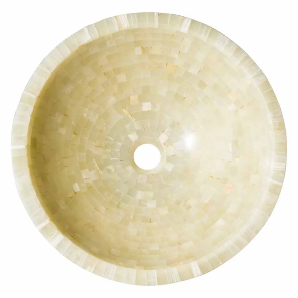 Support rond lavabo dans la pierre d'onyx de miel Kilian Viadurini