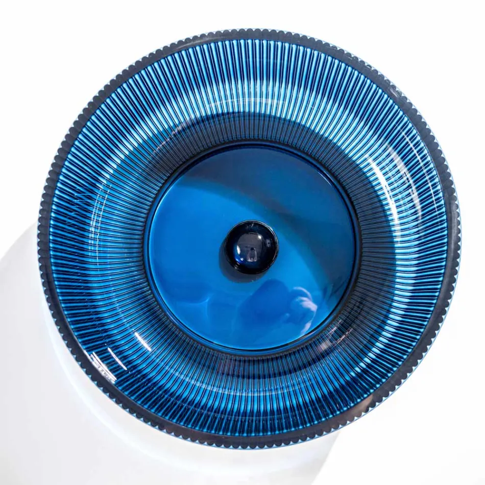 Vasque à poser ronde en verre vénitien Plissè Made in Italy - Zircon Viadurini