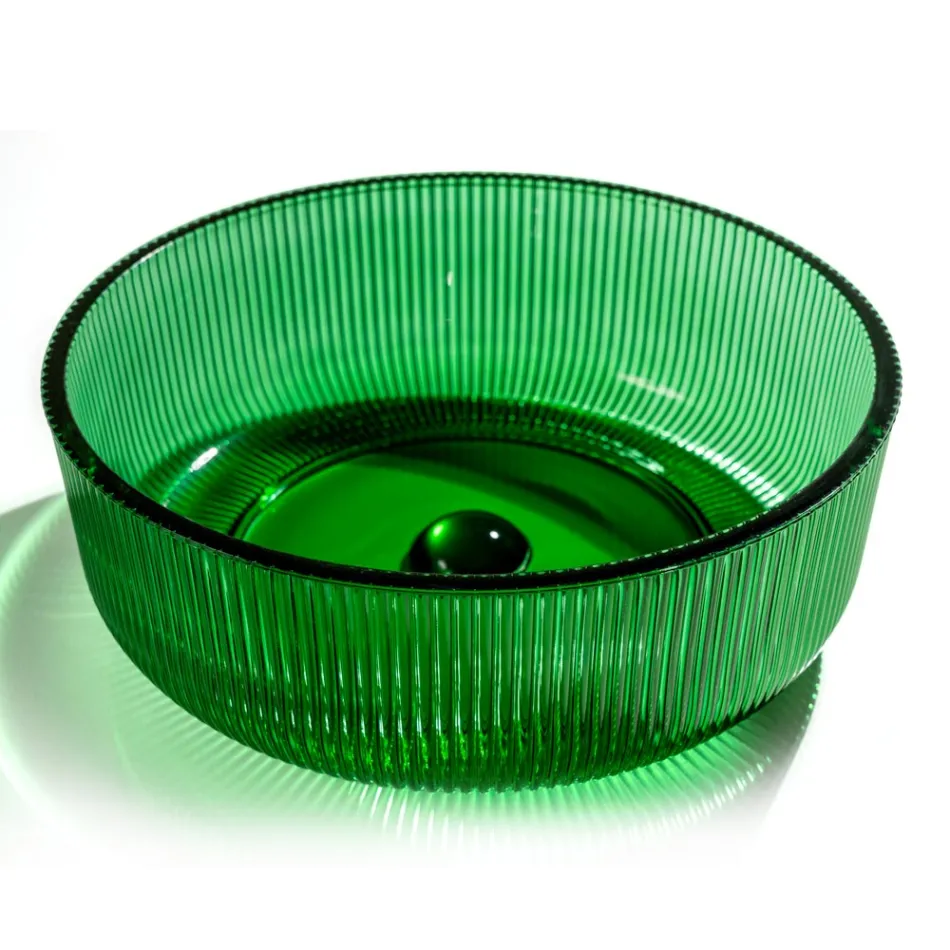 Vasque à poser ronde en verre vénitien Plissè Made in Italy - Zircon Viadurini