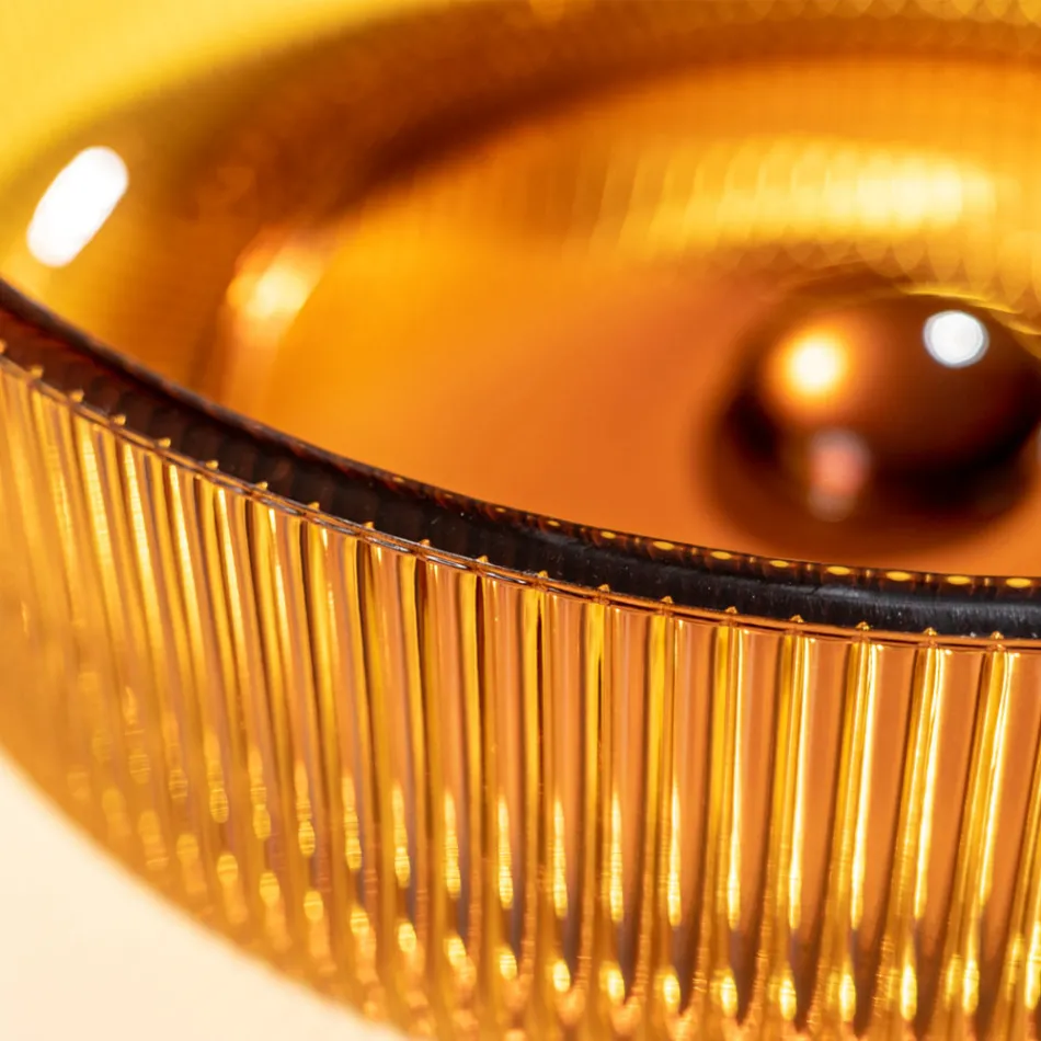 Vasque à poser ronde en verre vénitien Plissè Made in Italy - Zircon Viadurini