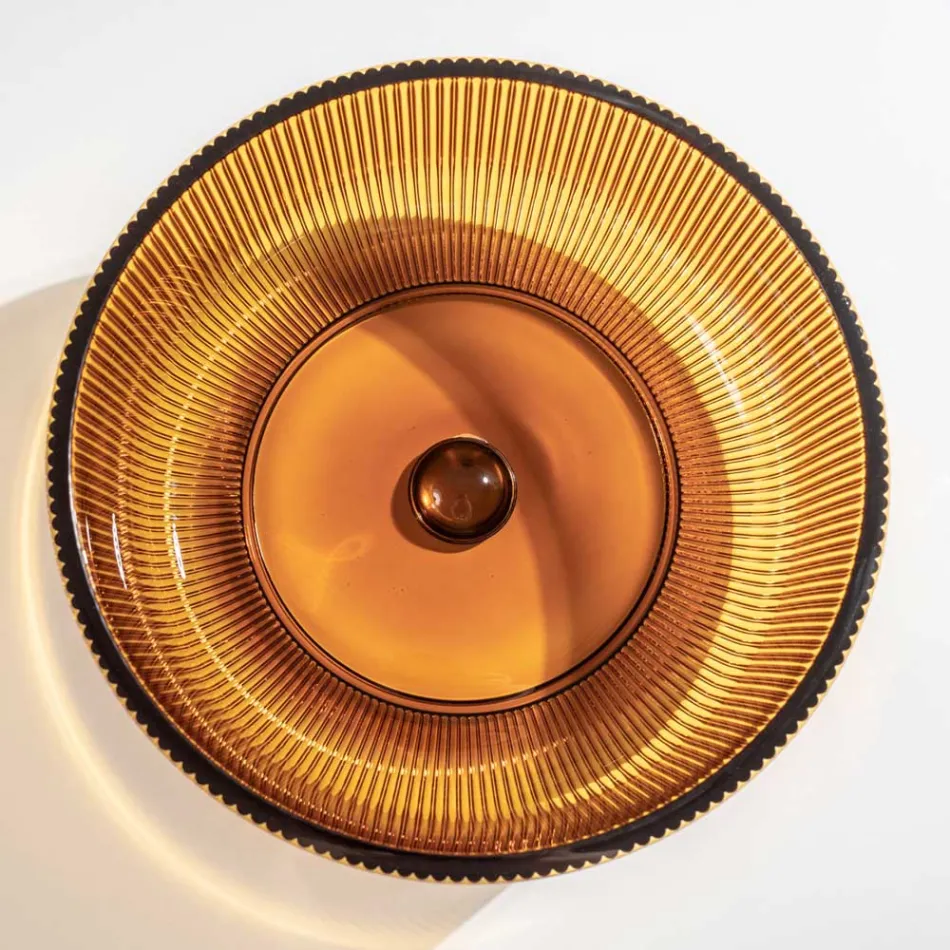 Vasque à poser ronde en verre vénitien Plissè Made in Italy - Zircon Viadurini