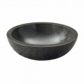 Vasque à poser ronde en pierre naturelle noire, extérieur poli Nusa