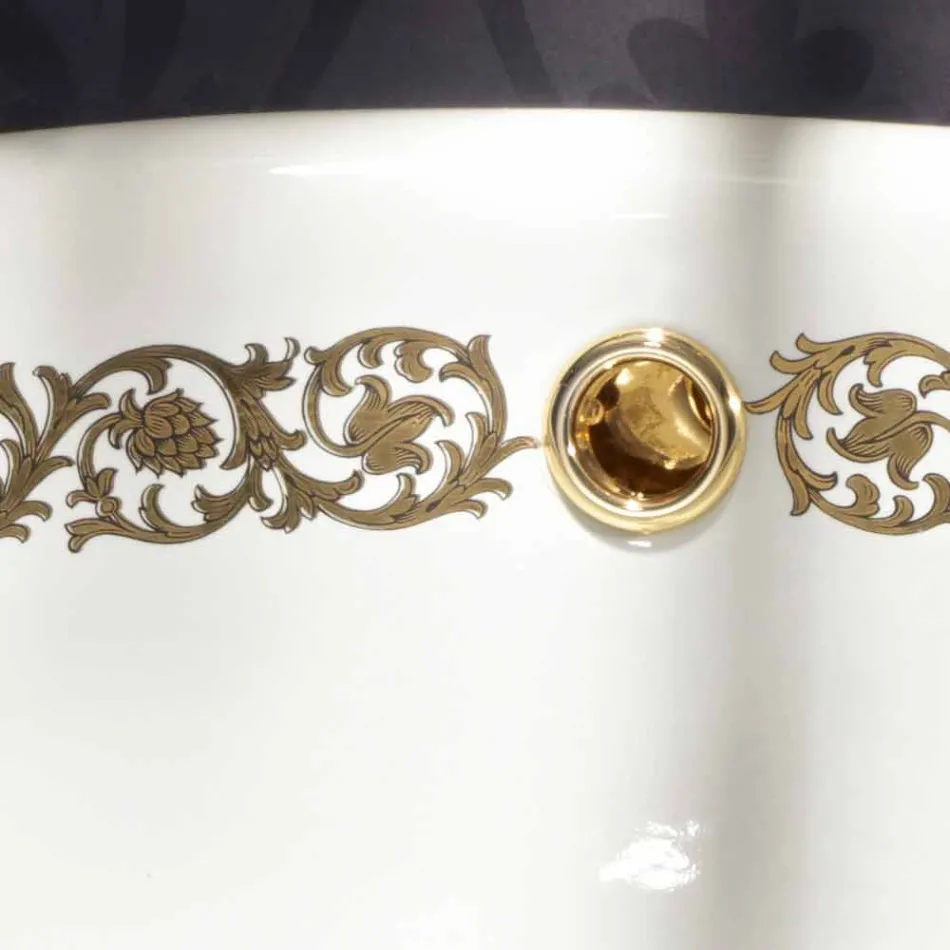 Lavabo de salle de bain à encastrer en argile réfractaire et or fabriqué en Italie, Otis Viadurini