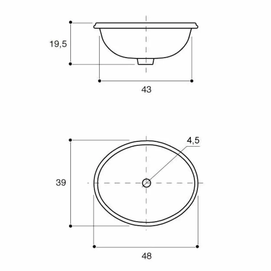 Lavabo de salle de bain à encastrer en argile réfractaire et or fabriqué en Italie, Otis Viadurini