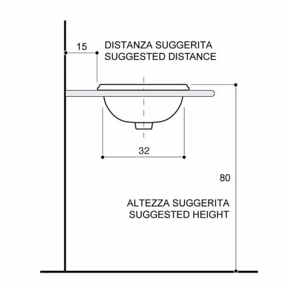 Lavabo de salle de bain à encastrer en argile réfractaire et or fabriqué en Italie, Otis Viadurini