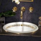 Lavabo de salle de bain à encastrer en argile réfractaire et or fabriqué en Italie, Otis Viadurini