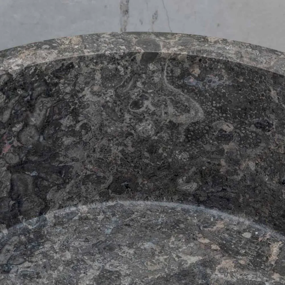 Lavabo de salle de bain cylindrique sur pied en marbre gris - Cremino Viadurini