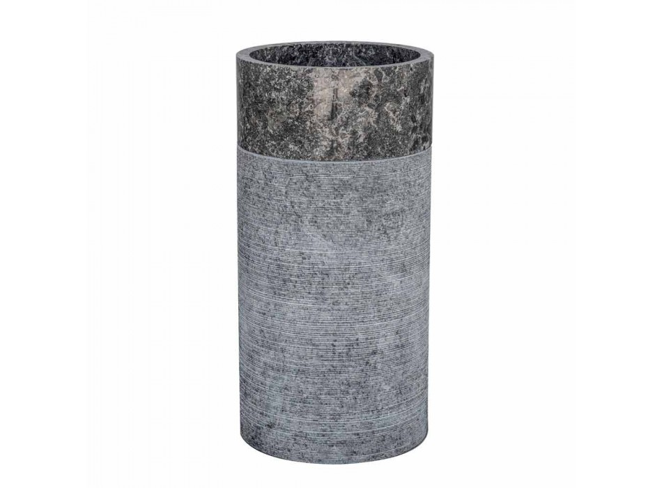 Lavabo de salle de bain cylindrique sur pied en marbre gris - Cremino Viadurini