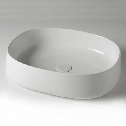 Vasque à poser ovale L 50 cm en céramique Made in Italy - Cordino Viadurini