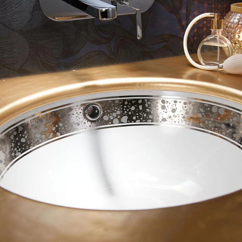 Lavabo de salle de bain encastré en terre réfractaire moulée à la main fabriqué en Italie - Erioli Viadurini