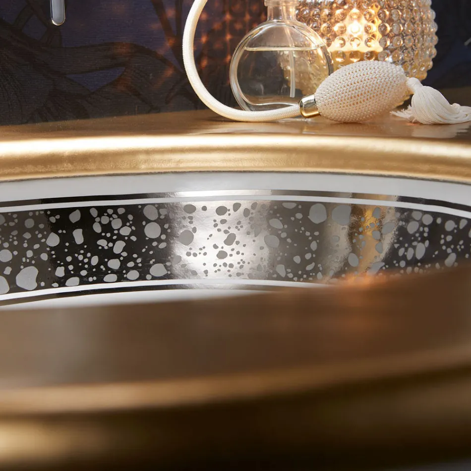 Lavabo de salle de bain encastré en terre réfractaire moulée à la main fabriqué en Italie - Erioli Viadurini