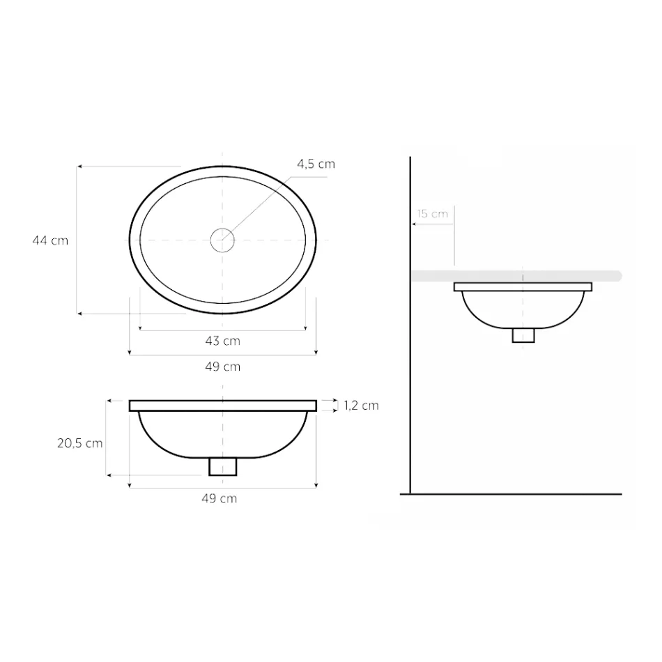 Lavabo de salle de bain encastré en terre réfractaire moulée à la main fabriqué en Italie - Erioli Viadurini