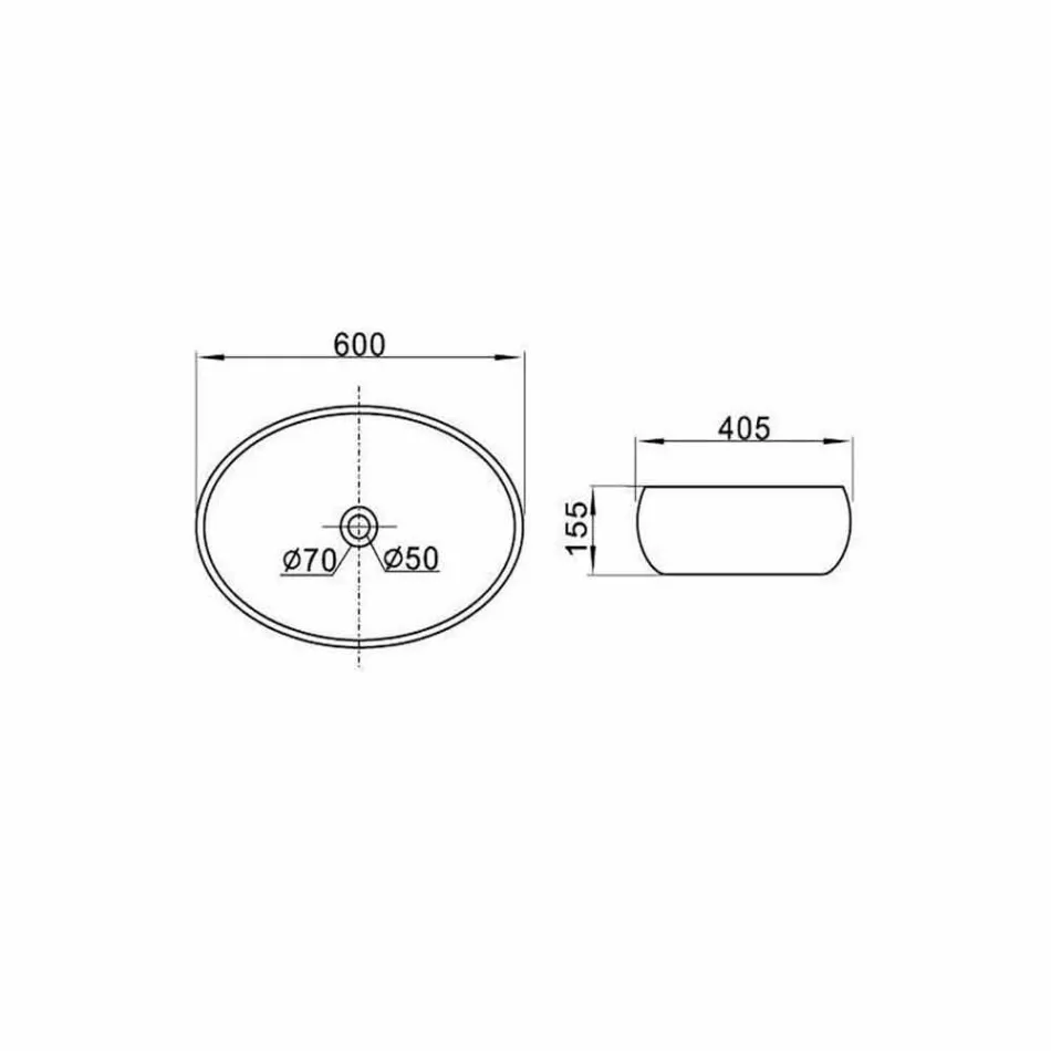 Vasque à poser ovale en céramique blanche Made in Italy - Bergen Viadurini