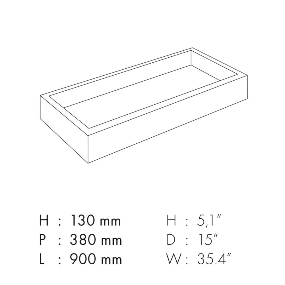 Lavabo de salle de bain rectangulaire en grès cérame Made in Italy - Ludmilla Viadurini