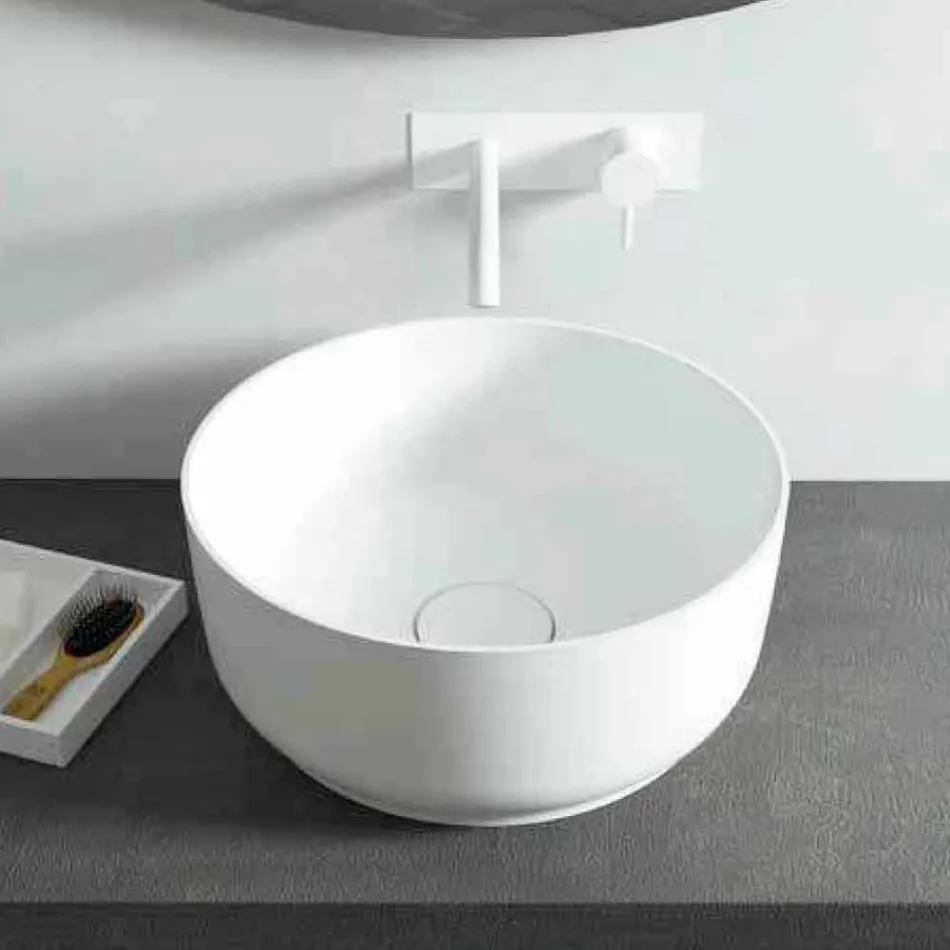 Lavabo rond au design moderne autoportant fabriqué Italie Dalmine Viadurini