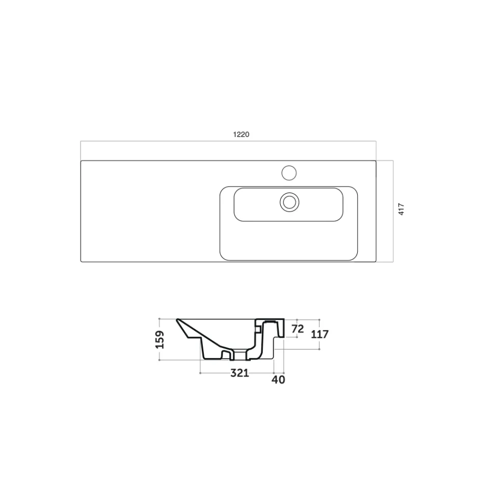 Lavabo à encastrer et à droite en céramique Maida Viadurini