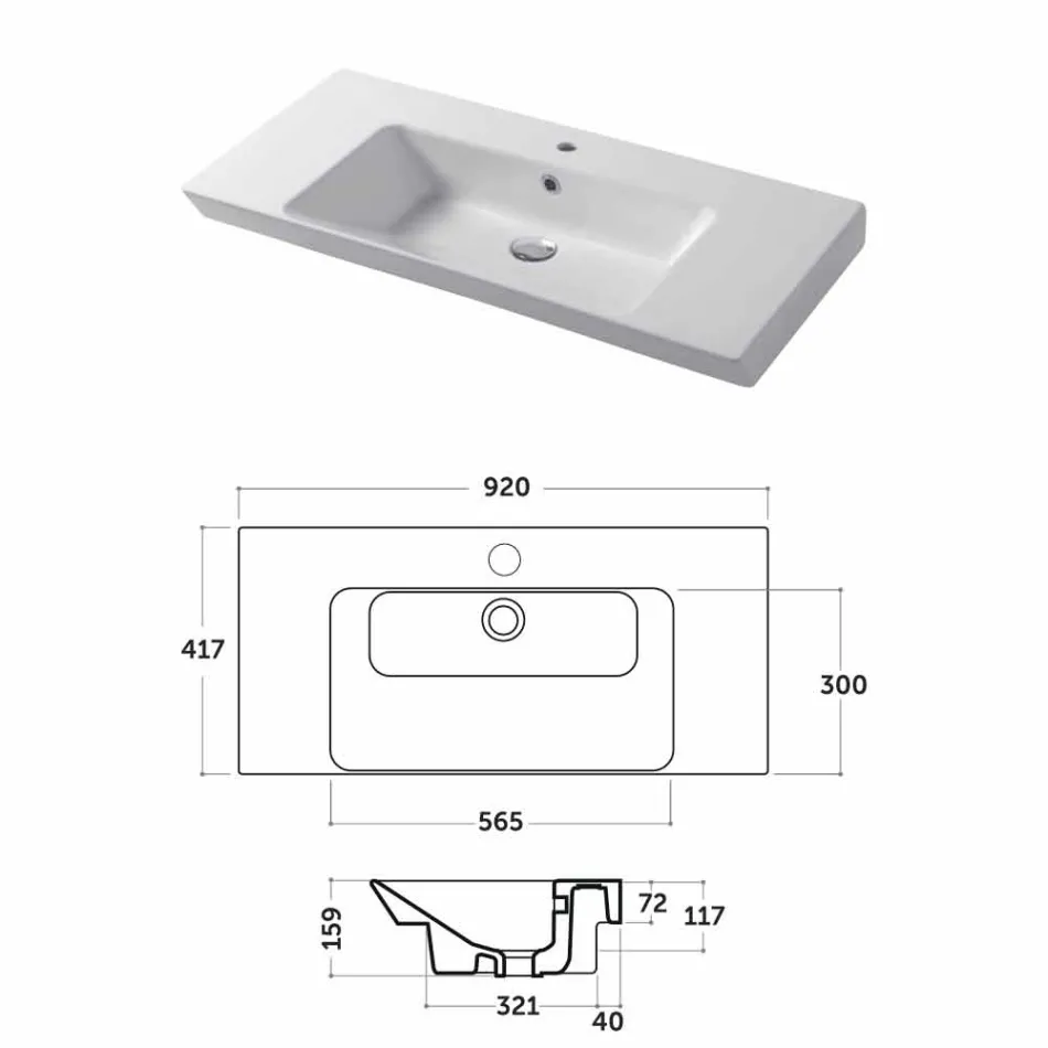 Lavabo encastré et support en céramique blanche ou couleur Maida Viadurini