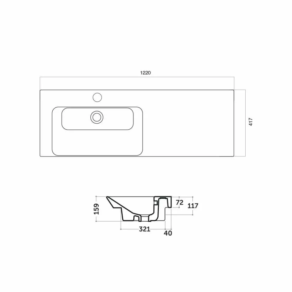 Évier dissimulé moderne à gauche en Ceramica Maida Viadurini
