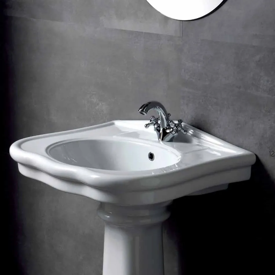Vasque murale ou avec colonne en céramique L70cm Made in Italy Avise Viadurini