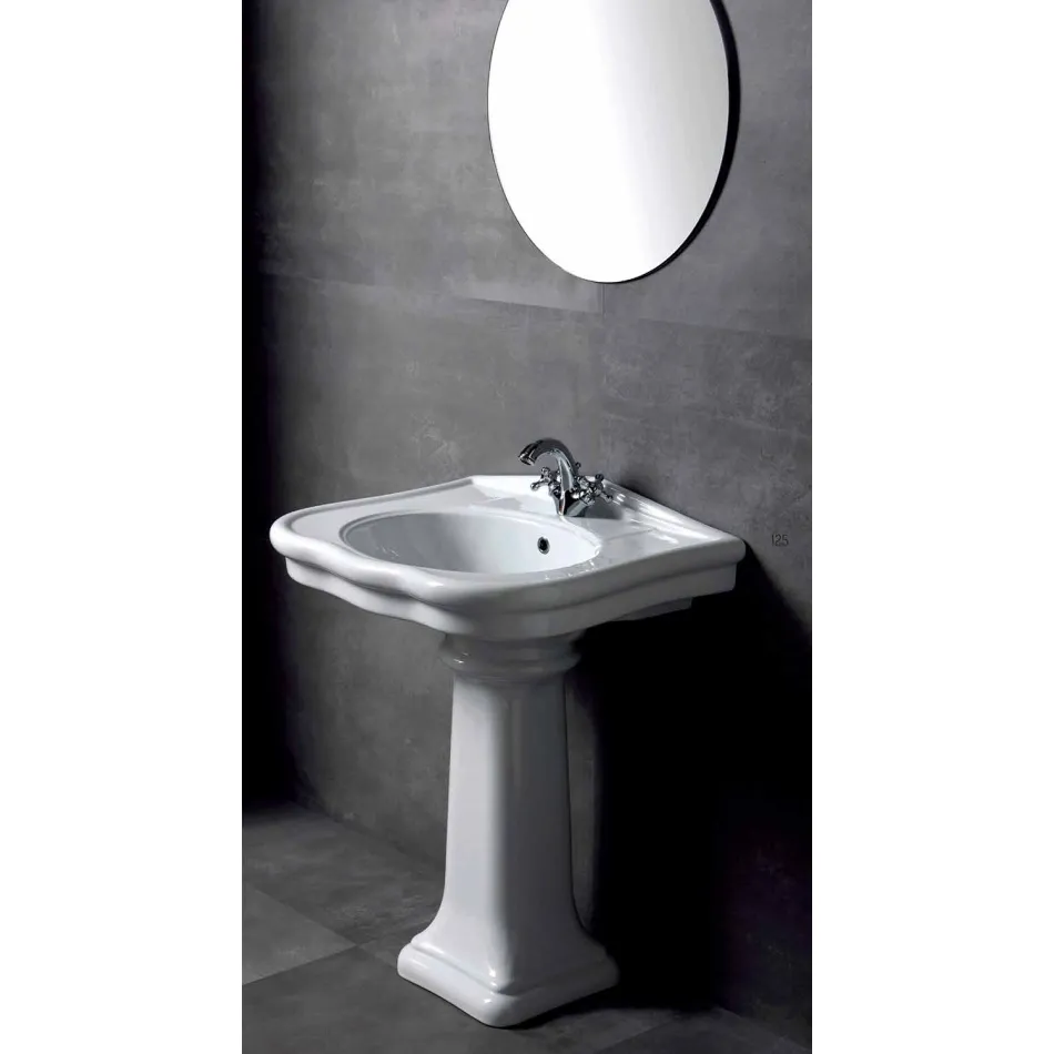 Vasque murale ou avec colonne en céramique L70cm Made in Italy Avise Viadurini