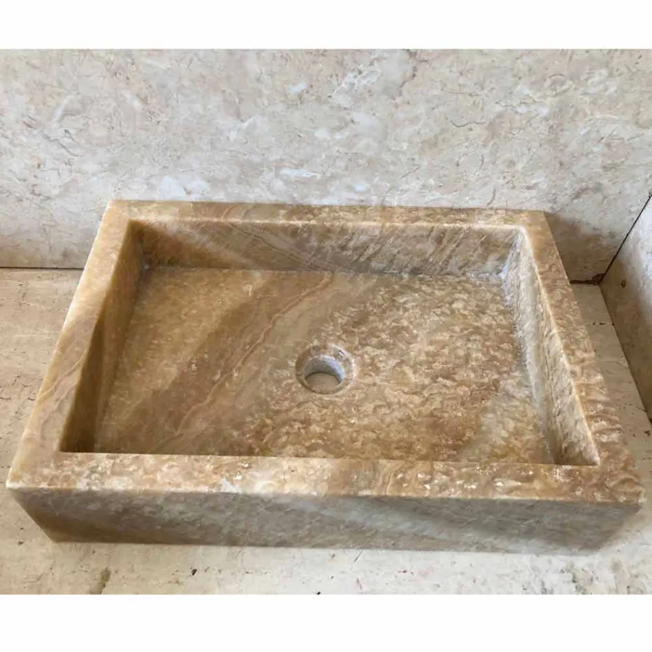 Lavabo design d'appui en onyx, pierre naturelle, Jef pièce unique Viadurini