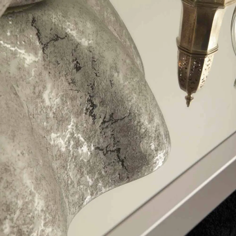 Vasque à poser blanche en céramique argentée fabriquée en Italie Cubo Viadurini