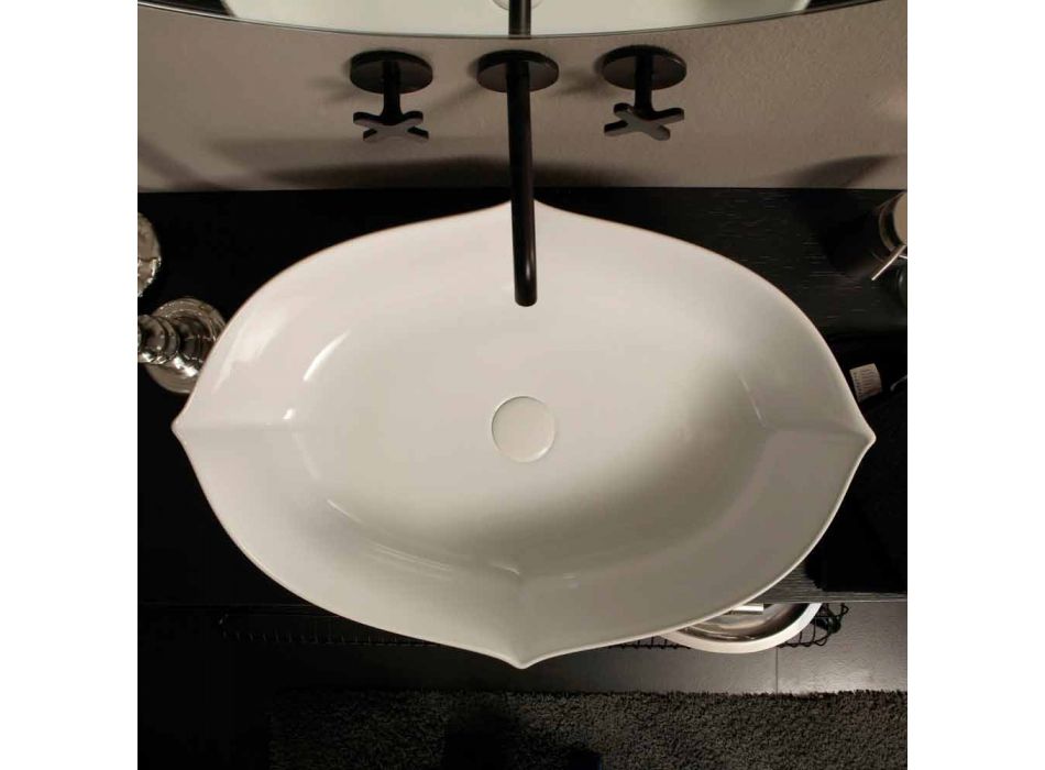 Vasque à poser en céramique blanche made in Italy Oscar Viadurini