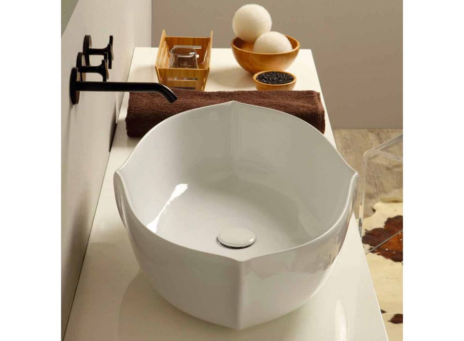 Vasque à poser en céramique blanche made in Italy Oscar Viadurini